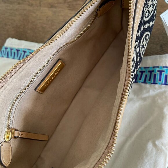 NWT! NEW! Tory Burch T MONOGRAM CHENILLE STUDIO BAG -Claret - Picture 7 of 13